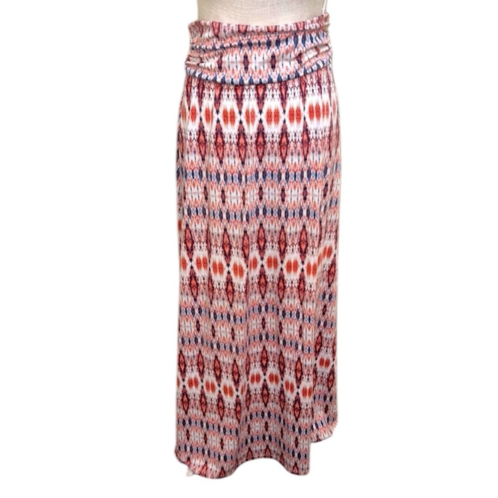 Maurices Colorful Maxi Skirt- Blue, Cream, Orange, Red